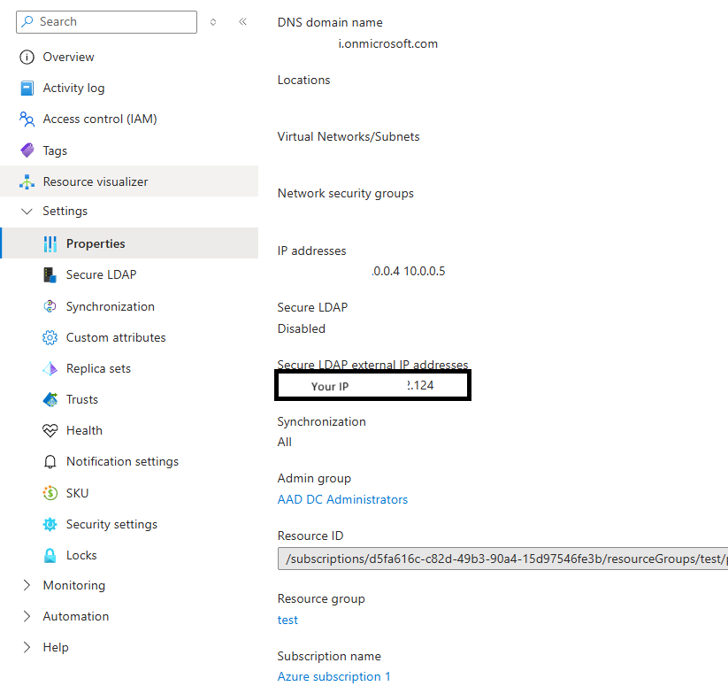 查找安全 LDAP 外部 IP