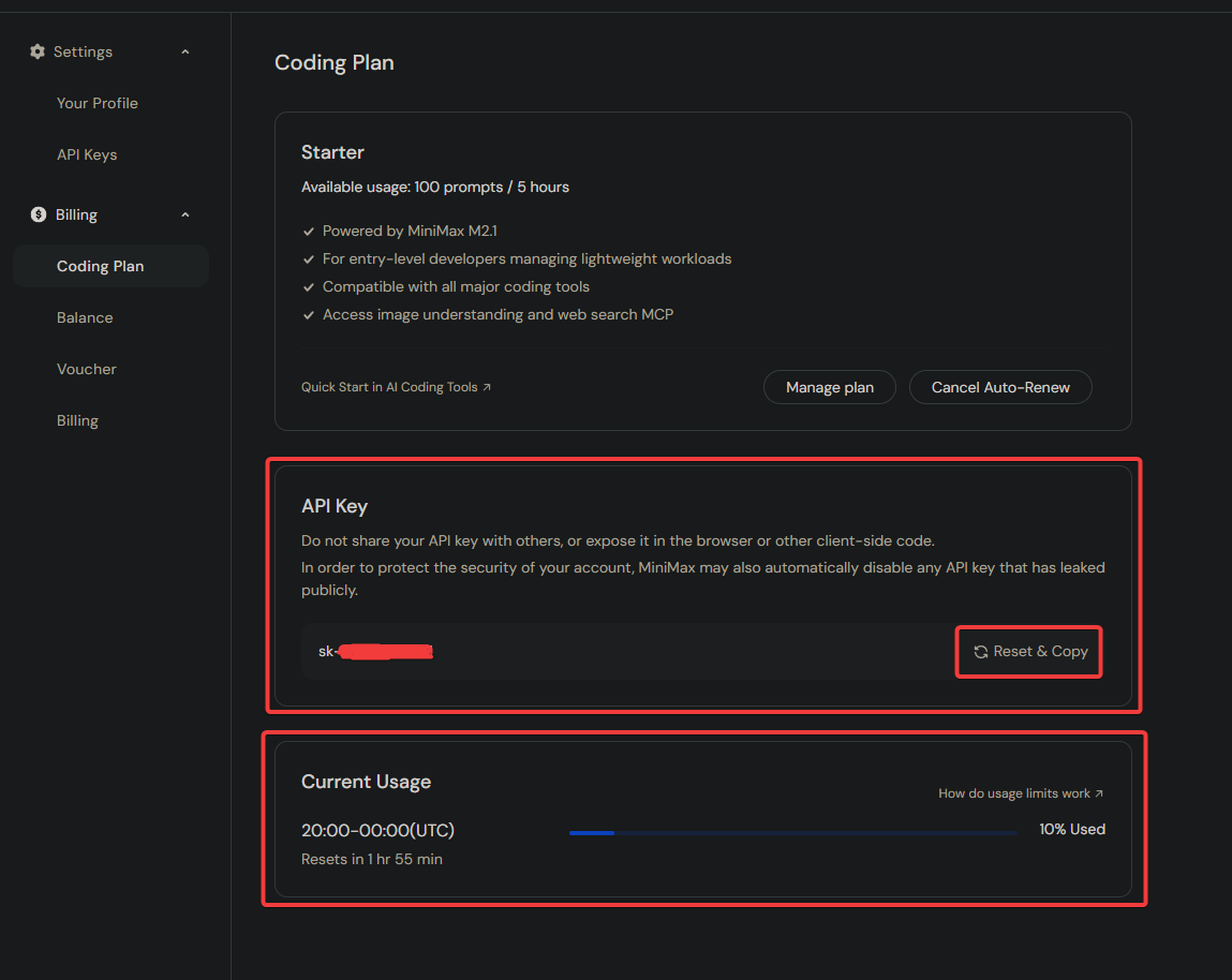 MiniMax 平台 API 使用情况