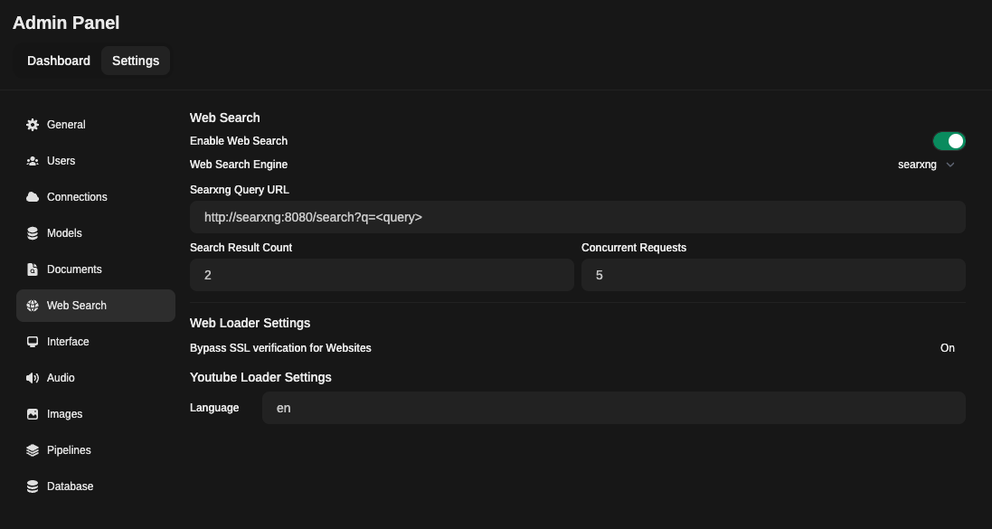 SearXNG 图形界面配置